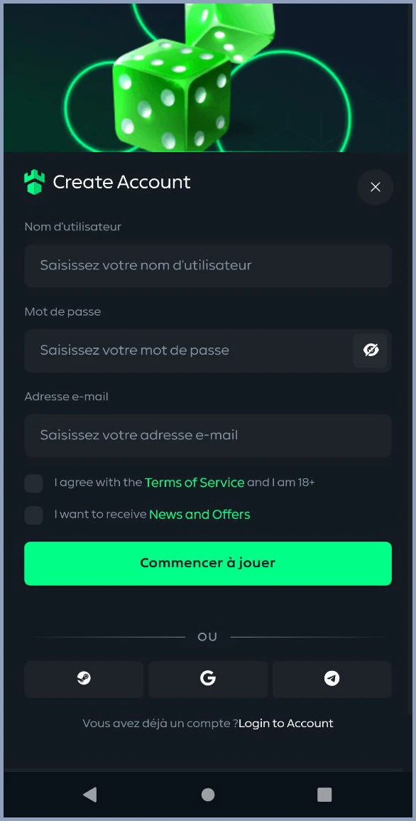 Inscription rapide pour les nouveaux joueurs chez Gamdom